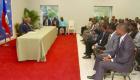 PHOTO: Haiti - President Jovenel Moise et PM Jack Guy Lafontant en réunion avec les partis politiques le 11 octobre 2017