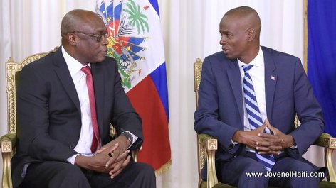 Haiti - President Jovenel Moise avec Marc Somda, Nouveau ambassadeur du Burkina Faso en Haiti.
