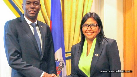 Haiti President Jovenel Moise and Venezuela Minister Delcy Eloina Rodriguez Gomez
